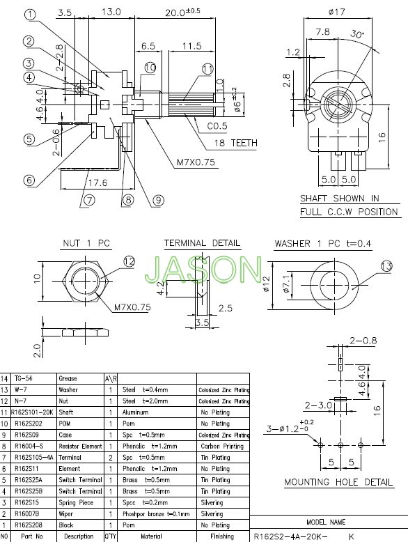 带开关电位器R162S2-4A
