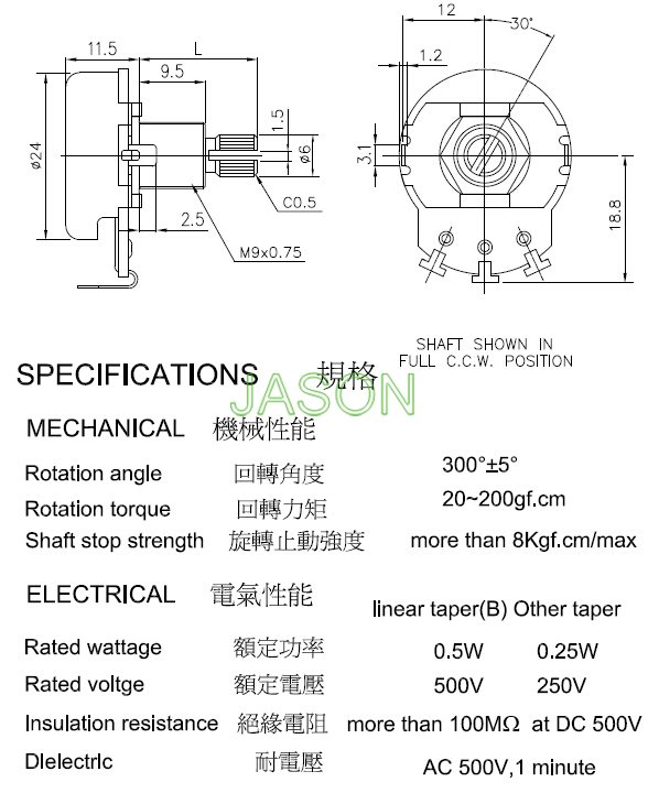 24mm旋转电位器R240A-10